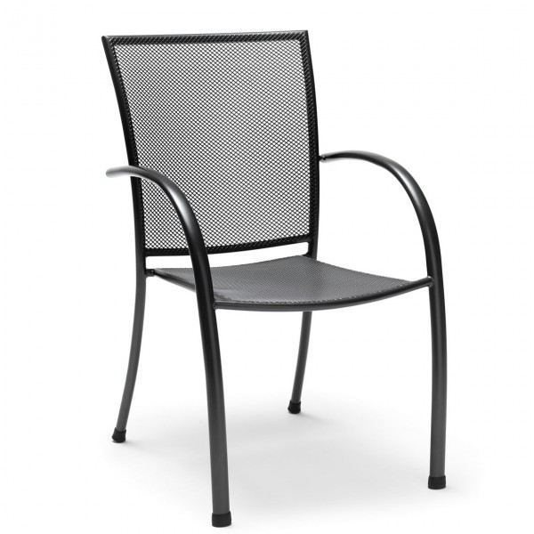 C0801-0200 Commercial Hospitality Pilano Stackable Mesh Wrought Iron Arm Chair oudoor